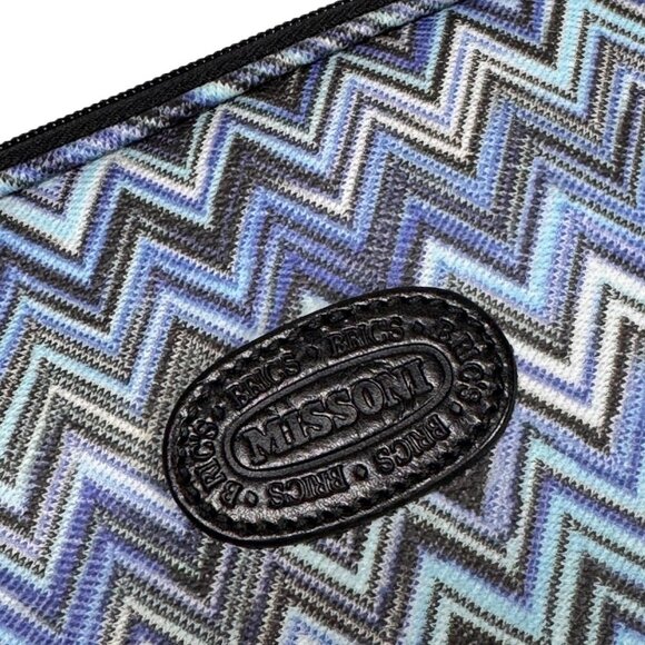 NWT Missoni For Bric’s Travel Laptop Tablet Case Blue Zigzag Italian Designer - Picture 4 of 14